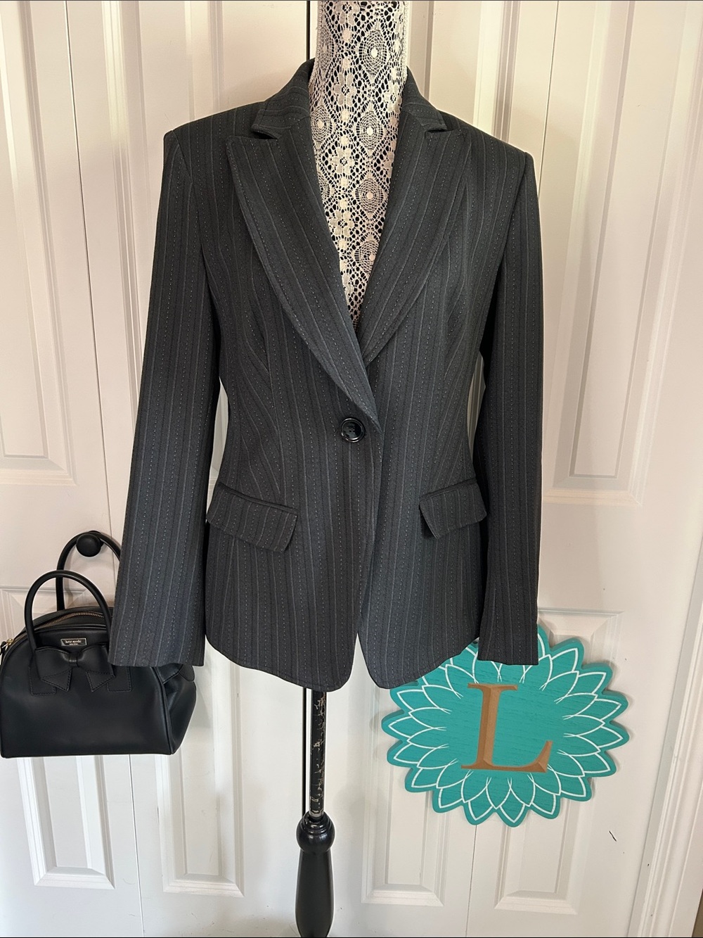 🖤Next Charcoal Grey Pinstripe Blazer - Sharp Office Siren Power Blazer - Sz 10